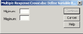 Диалоговое окно Multiple Response Crosstabs: Define Variable Range