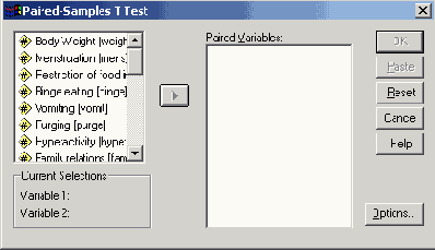 Диалоговое окно Paired-Samples T Test