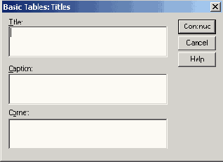 Диалоговое окно Basic Tables: Titles (Основные таблицы: Заголовки)