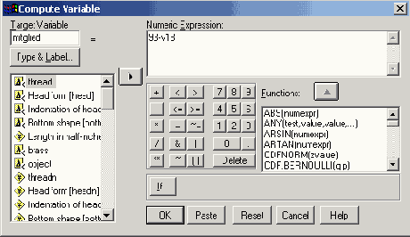 Диалоговое окно Compute Variable (Вычисление переменной)