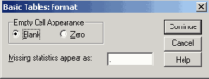 Диалоговое окно Basic Tables: Format (Основные таблицы: Формат)